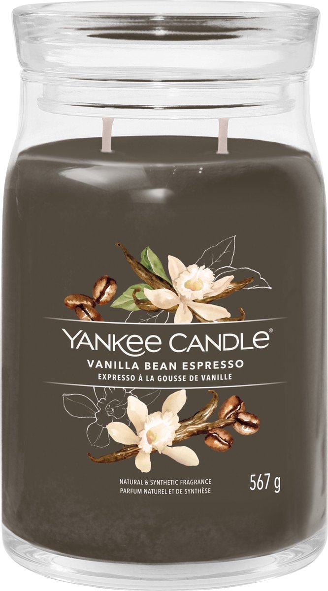 Yankee Candle - Vanilla Bean Espresso Large Jar Geurkaars - 90 branduren - twee lonten
