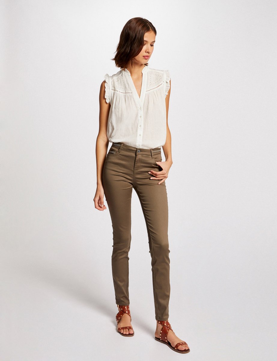 Slim trousers with wet effect 212 Palona Khaki Size : 36