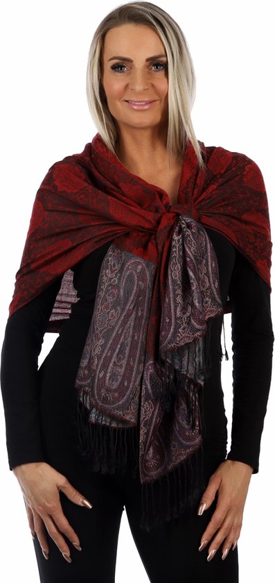 Rood Paysley Gevlamd-Sjaal Dames-Sjaal Heren-Sjaals-Cashmere-Zijde-Stola-Omslagdoek-Sjaal Dames-Sjaal-Sjaal Dames Winter-Modesjaals