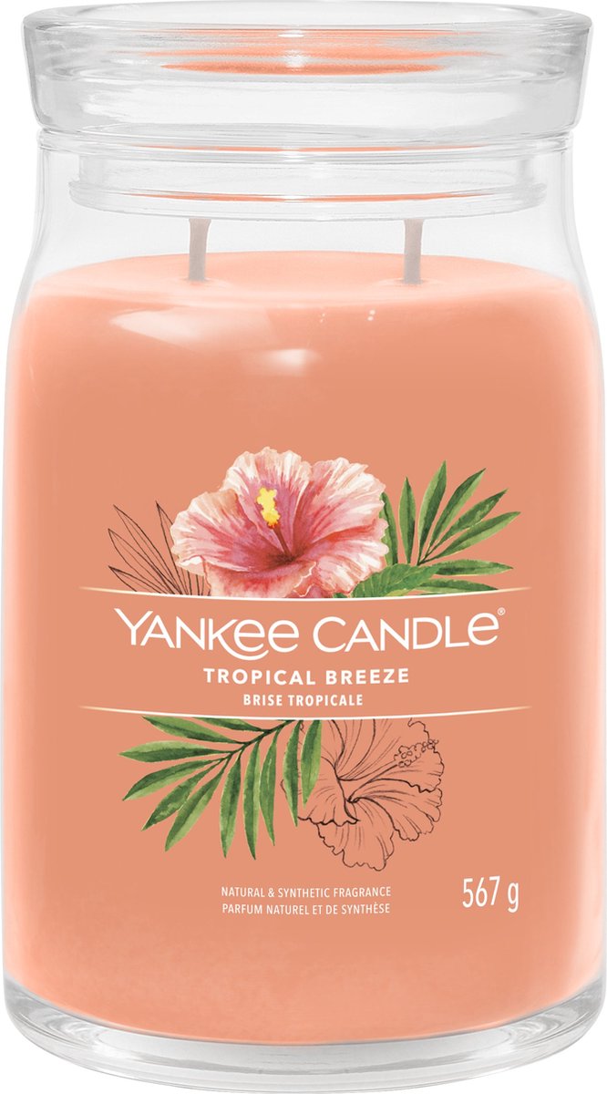 Yankee Candle Tropical Breeze Large Jar Geurkaars - 90 branduren - twee lonten Oranje