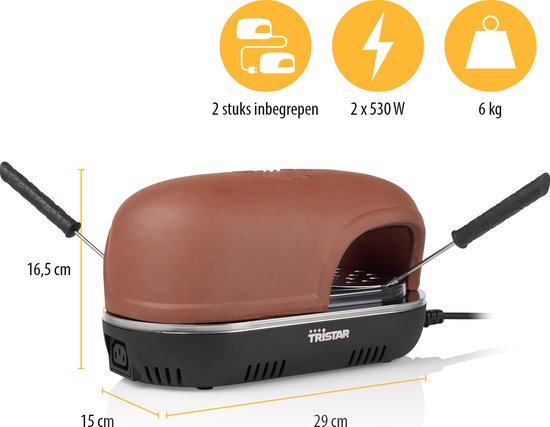 Tristar Pizza Festa Gourmet Connect PZ-9162 - Pizzaoven en Pizzamaker - Gourmetstel voor pizza's - Uitbreidbaar en koppelbaar voor maximaal 8 personen - Set 4 Personen — afbeelding 5
