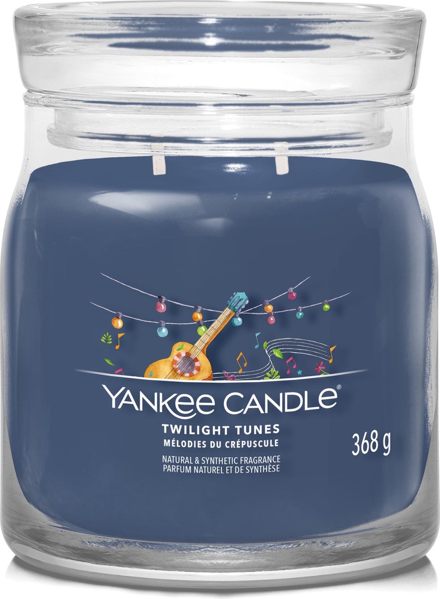 Yankee Candle Twilight Tunes Medium Geurkaars - 50 branduren - 2 lonten Blauw