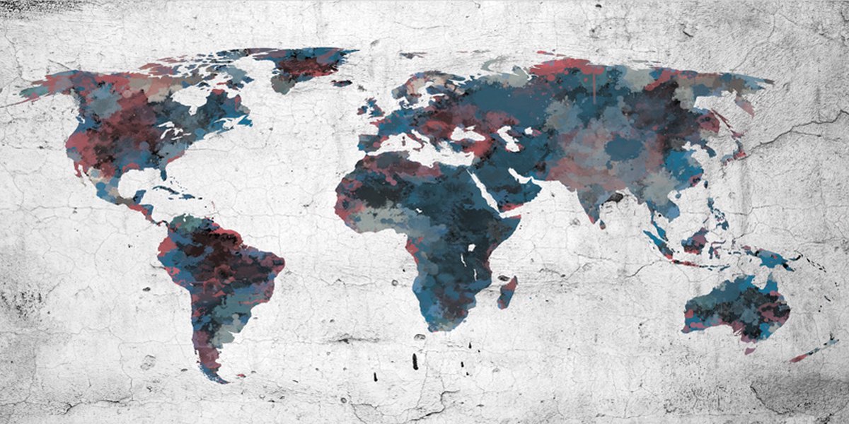 Fotobehang XXL - World map on the wall.