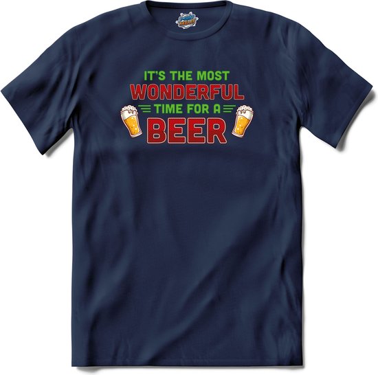 It's the most wonderful time for a beer - foute bier kersttrui - T-Shirt - Heren - Navy Blue - Maat S