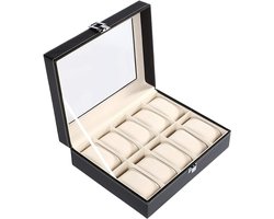 Horlogebox - Horlogedoos voor heren & dames - 10 horloges - Zwart