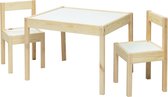 BabyGO Houten Kindertafel - Speeltafel met Twee Stoeltjes - Naturel met Wit