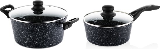 Westinghouse Pannenset Black Marble (Braadpan ø 24 cm Steelpan ø 18