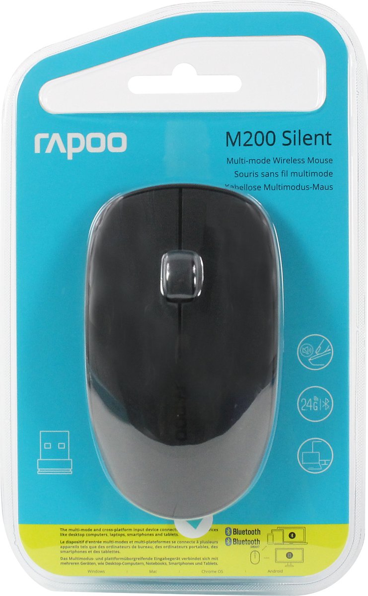 Rapoo M200 - Muis - Draadloos  - Zwart