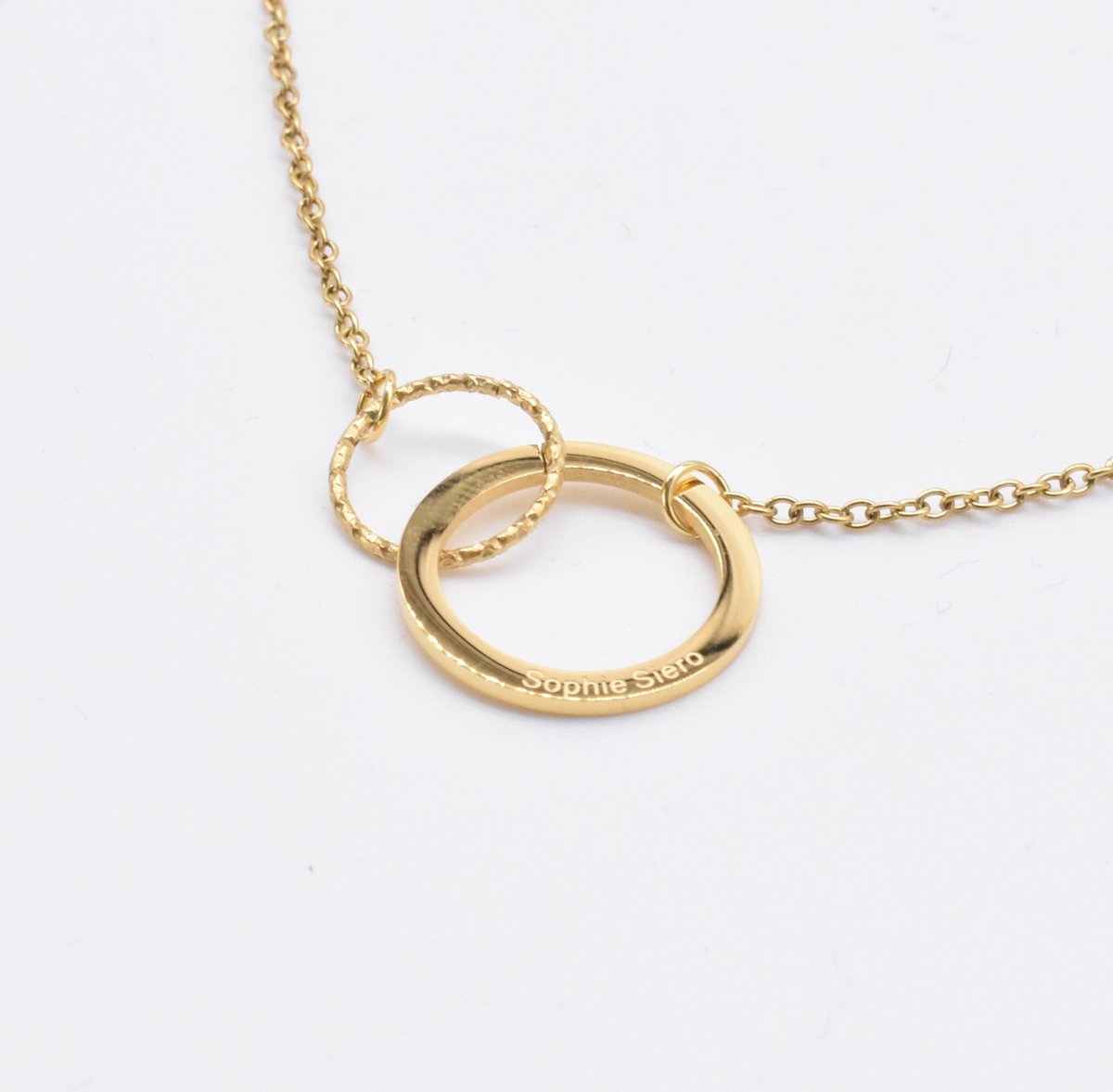 Ketting met dubbele ring goud dames - Goud vergulde halsketting met Cadeaverpakking van Sophie Siero