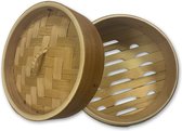 Bamboe Stoommandjes | 2 stuks | H 10 cm x Ø15 cm | Dim Sum Bamboo Steamer | met deksel