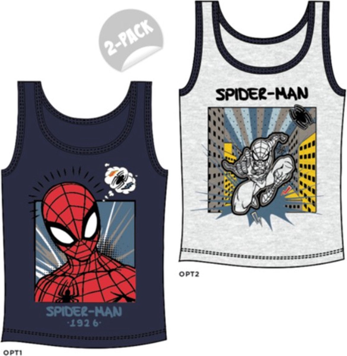 Spiderman singlets - hemd - hemden - hemdjes - set - 2 stuks - 134/140 - Marvel