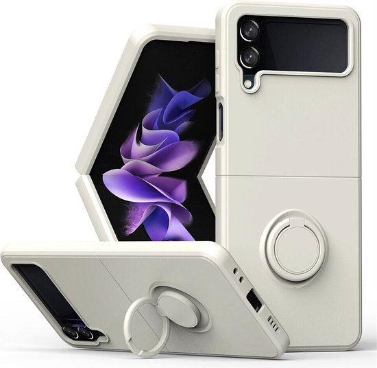 cover galaxy flip Z4 hoesje wit bumper cover met stijlvolle ring
