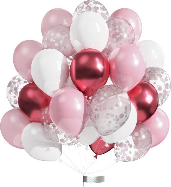 Luna Balunas 50 Stuks Roze Latex Ballonnen Helium Confetti