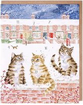 Adventskalender Kaart A5 Wrendale In the lane, snow is glistening Cat advent calendar card