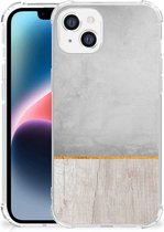 GSM Hoesje Apple iPhone 14 Plus Leuk Telefoonhoesje met transparante rand Wood Beton