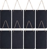 Navaris set van 8 krijtborden - Gemaakt van leisteen - 25 x 15 cm per stuk - Dubbelzijdig beschrijfbaar - Met touwtje op te hangen