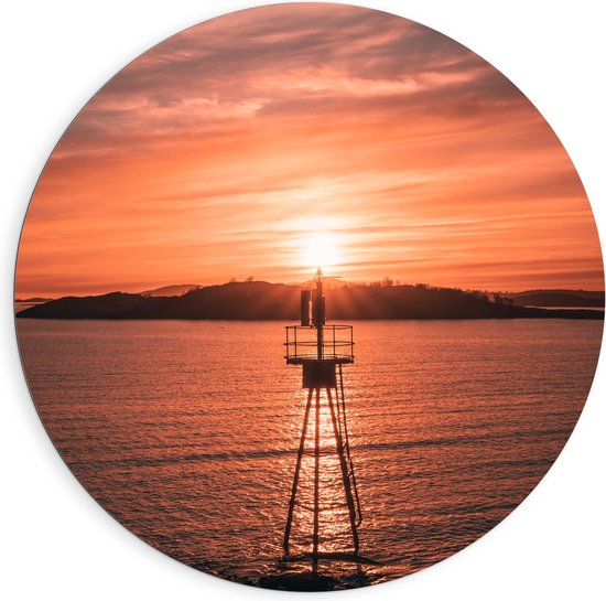 WallClassics - Dibond Wall Circle - Pôle Routeur dans l' Water avec Coucher de Soleil - Photo 90x90 cm sur Cercle Mural Aluminium (avec système d'accrochage)