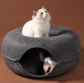 Kattentunnel en Kattenmand in 1 - Donut Vorm - Antraciet - Vilt - 50 x 20 cm