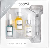 Teami - Mini kit Huile Visage + Roller - Coffret cadeau - 3 huiles visage - Idéal en cadeau