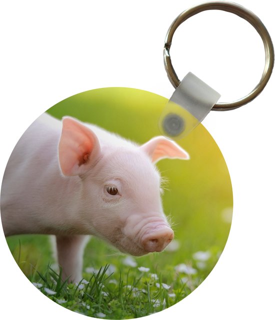 Sleutelhanger - Dieren - Biggetje - Varken - Plastic - Rond - Uitdeelcadeautjes