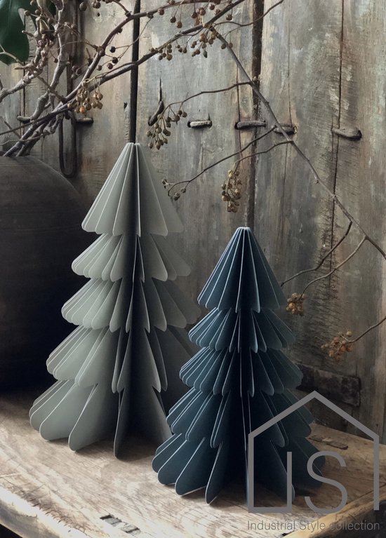 Papieren kerstboom groot licht groen kerstfiguur ornament bol