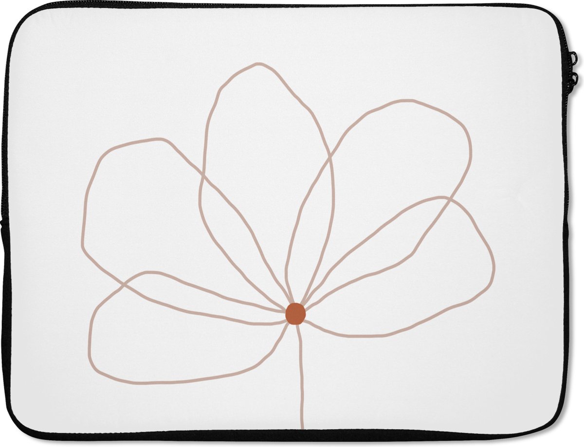 Laptophoes - Bloem - Natuur - Abstract - Minimalisme - Laptop sleeve - Laptop case - 15 6 Inch