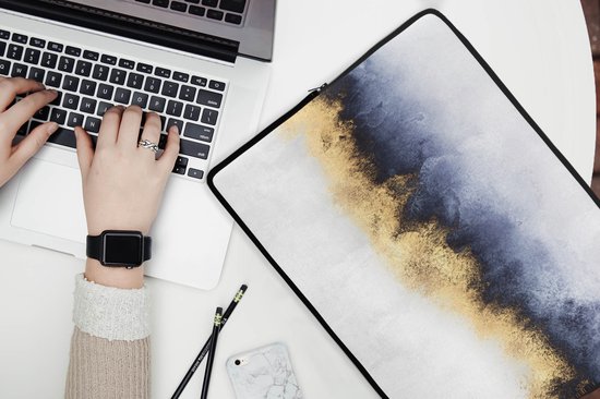 Housse d’ordinateur portable - Glitter - Or - Abstrait - Luxe - Pochette d’ordinateur portable - Ordinateur portable - Étui pour ordinateur portable - 17 pouces