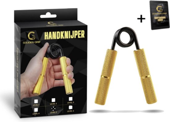 Foto: Gouden grip handknijper level 5 112kg gratis griptraining e book handtrainer handgripper handknijper fitness knijphalter onderarm trainer heavy grip buigveer hand trainer