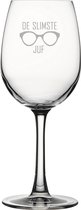 Gegraveerde witte wijnglas 36cl De slimste Juf