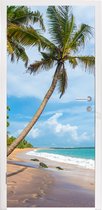 Deursticker Palmboom - Strand - Zee - 90x215 cm - Deurposter