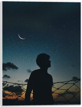 WallClassics - Panneau de mousse PVC - Silhouette d'une personne sous un ciel étoilé - Photo 30x40 cm sur panneau de mousse PVC