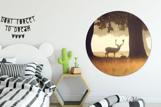 Wallpaper Circle - Cerf - Arbres - Forêt - ⌀ 120 cm - Wall Circle XXL