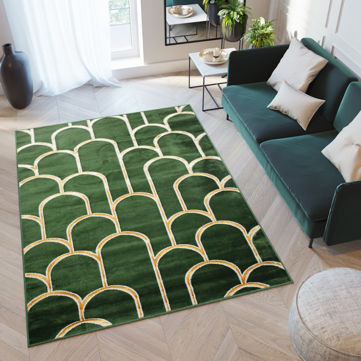 Tapiso Turmalin Vloerkleed Groen Laagpolig Zacht Tapijt Maat- 120x170