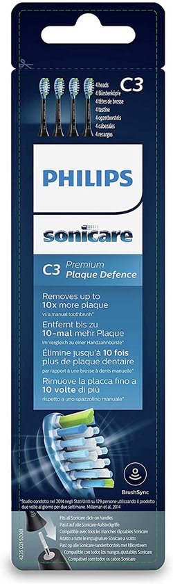Philips Sonicare C3 Premium Plaque Defense - Opzetborstel - 4 stuks - HX9044/33