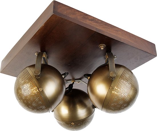 QAZQA haicha - Plafonnier industriel - 3 lumières - L 46 cm - Bronze - Industriel - Salon | Chambre à coucher | Cuisine