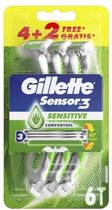 Gillette Sensor3 Sensitive Wegwerpmesjes Mannen - 6 stuks
