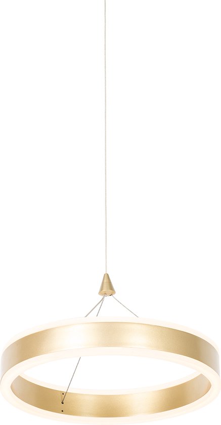QAZQA lyani - Design Dimbare LED Hanglamp met Dimmer - 1 lichts - Ø 30 cm - Goud/messing - Woonkamer | Slaapkamer | Keuken
