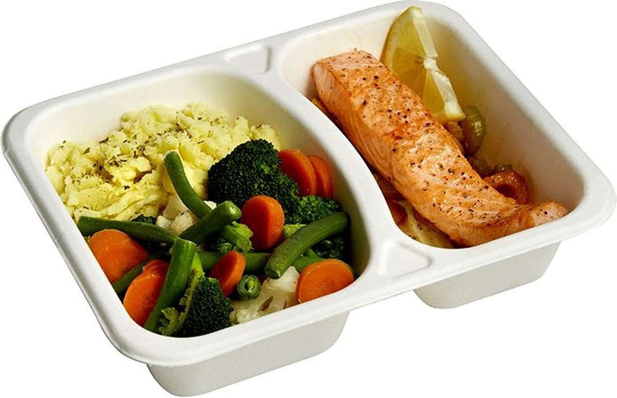 Goedkoopste Menubak Bagasse 227/50 2V Wit - 400 st/ds.