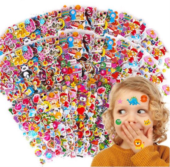 1000 stickers - 50 Stickervellen Voor Kinderen en Peuters - 3D Foam  Stickers | bol.com