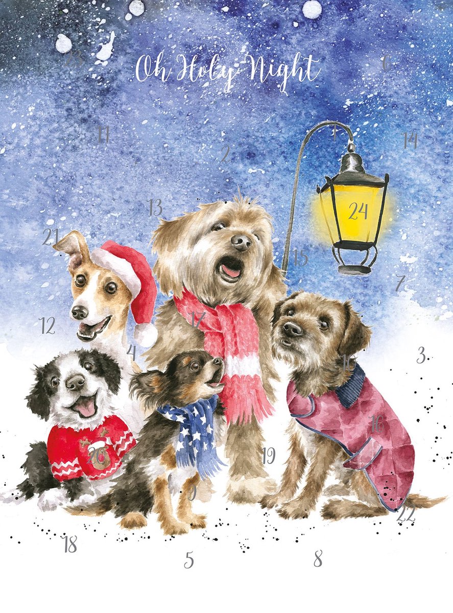 Adventskalender Kaart A4 Wrendale - O Holy Night Dog Advent Calendar
