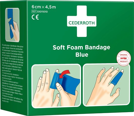 Cederroth Soft Foam Bandage Blauw 6 cm x 4,5m