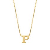 New Bling 9NBG-900P Gouden Ketting met Letter P - 6mm - Ankerschakel - 38+2,5+2,5cm - 14 Karaat - Goud