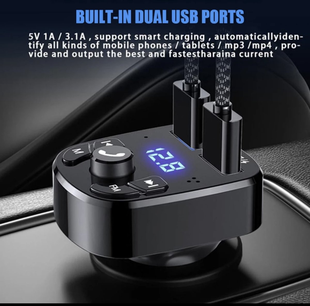 Draadloze FM Transmitter & auto lader - USB Oplader - Sigaretten Aansteker- Bluetooth... | bol.com