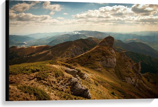 WallClassics - Canvas  - Begroeide Berg - 90x60 cm Foto op Canvas Schilderij (Wanddecoratie op Canvas)