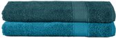 Draps de Bain Komfortec, 2x Serviette de Bain 70x140 cm, Serviettes de Douche, 100% Katoen, Essuie Handdoeken, Eponge, Doux et Absorbant, Turquoise & Bleu Pétrole