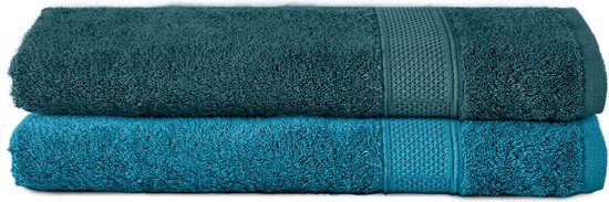 Komfortec Badhanddoeken, 2x Badlaken 70x140 cm, Douchelakens, 100% Katoen, Handdoeken, Badstof, Zacht en Absorberend, Turquoise&Petroleumblauw