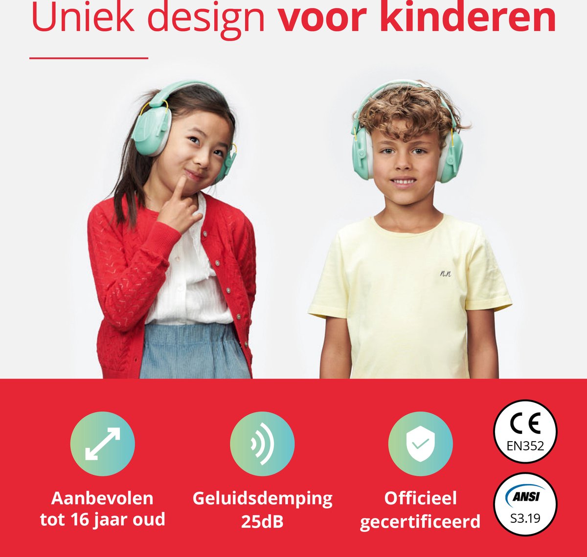 Alpine Muffy Kids Gehoorbescherming Kinderen 25 dB (5–16 Jaar) - Verstelbare Oorkappen voor Focus, School & Evenementen - Comfortabele & Opvouwbare Oorbeschermers - Mint – foto 4