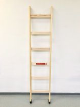 Grenen enkele ladder met rubberen voet | Aantal sporten: 6 sporten (181 cm)
