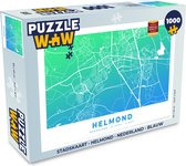 Puzzel Stadskaart - Helmond - Nederland - Blauw - Legpuzzel - Puzzel 1000 stukjes volwassenen - Plattegrond