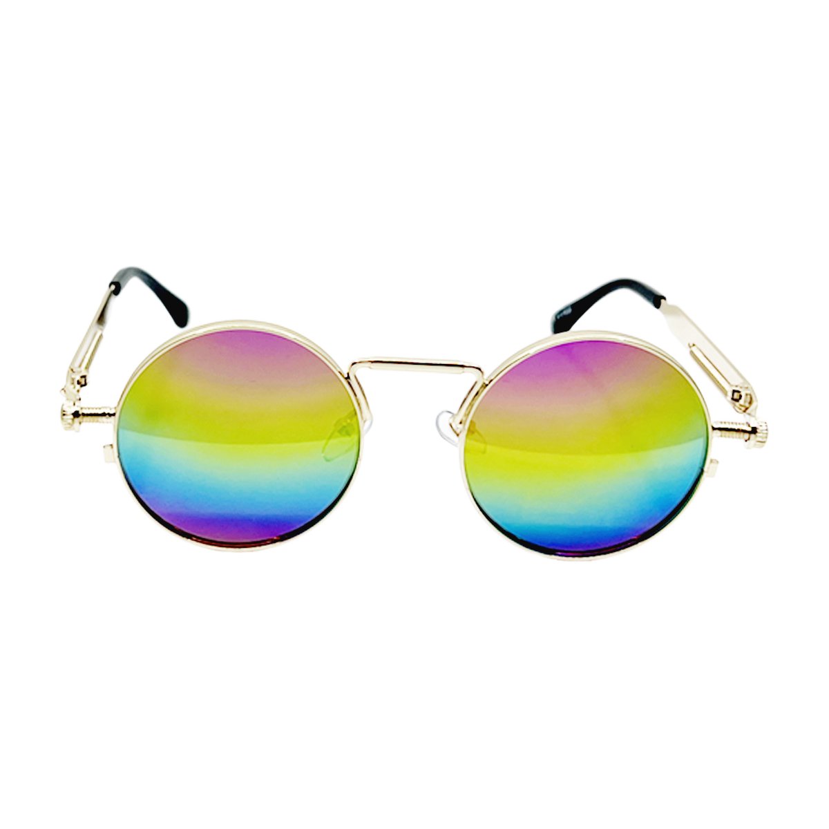 Freaky Glasses - Hippie zonnebril rond - Festivalbril - Glasses - Regenboog spiegelglazen - Heren - Dames - Kunststof - multicolor